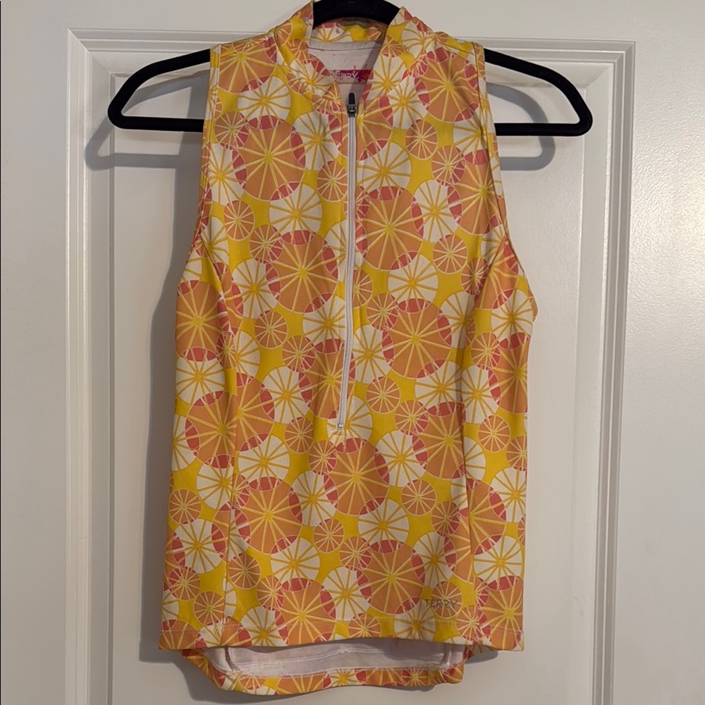 Terry Cycling Floral Sleeveless Women's cycling jersey - Yellow and Pink